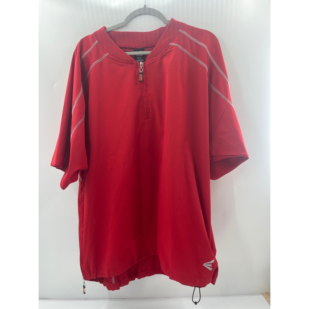Easton Mens XL Red Quarter Zip Short Sleeve Baseball Batting Jacket Pullover